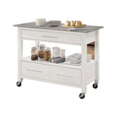 Ottawa Stainless Steel & White Kitchen Cart Model 98330 By ACME Furniture